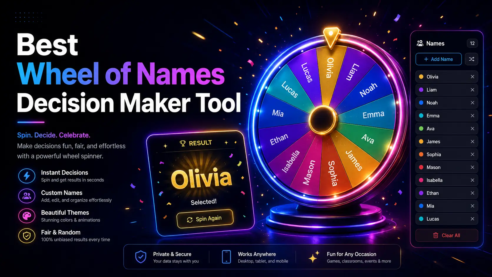 Best Wheel of Names Decision Maker Tool
