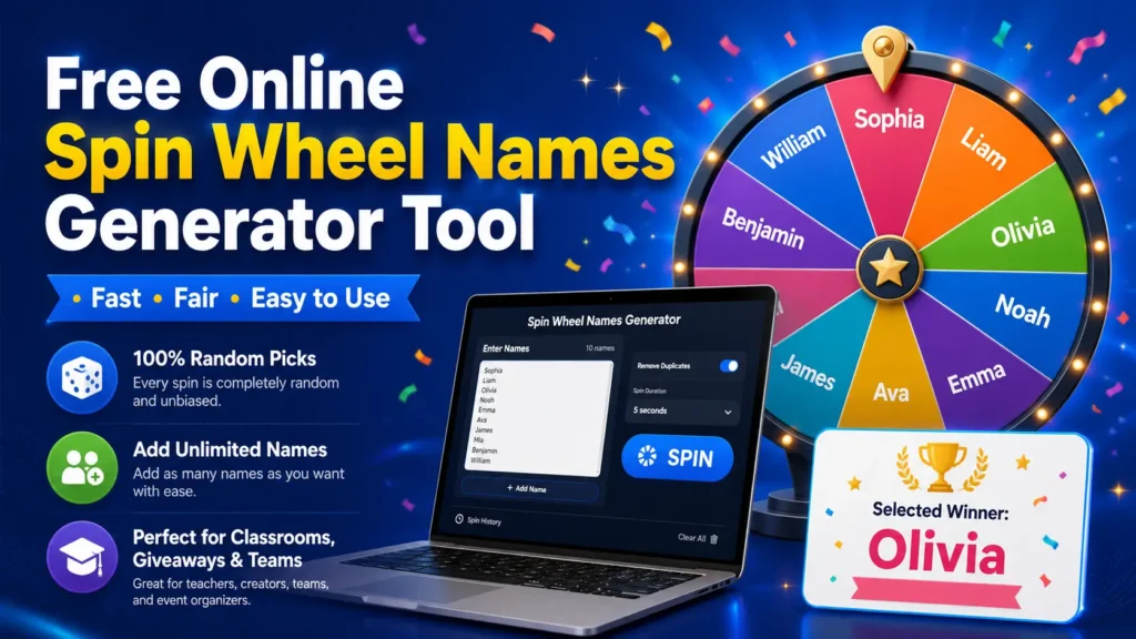 Free Online Spin Wheel Names Generator Tool